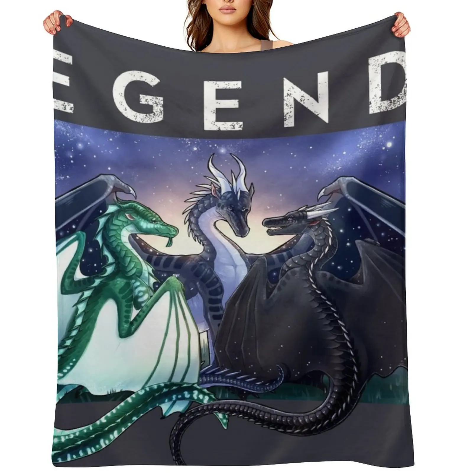 

Wings of Fire - Legends - Fathom, Darkstalker, Clearsight Throw Blanket Flannel decorative Decorative Throw Softest Blankets