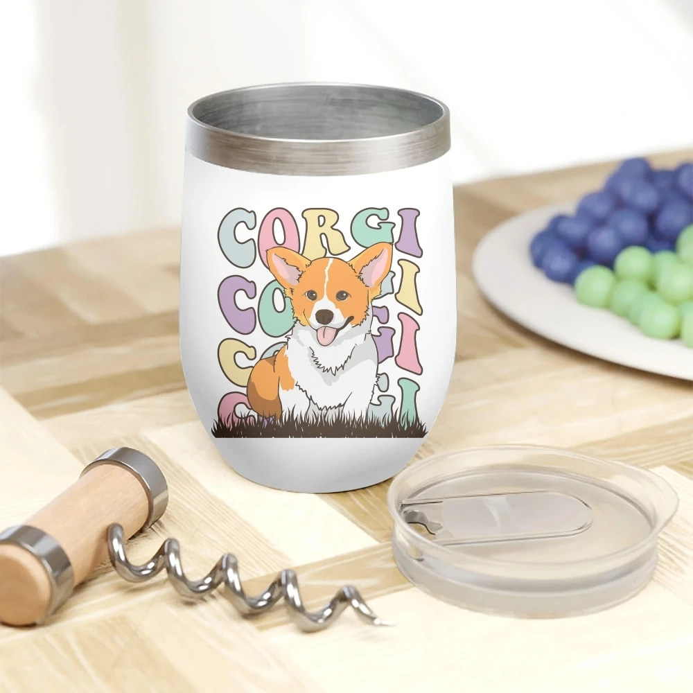 Pembroke Welsh Corgi Vacuum Flasks 12oz Insulated Wine Tumbler Vacuum Coffee Mug Egg Shape Thermos Cup