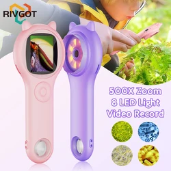 Mini Children's Electronic Microscope With Silicone Case Photo And Video Function 500x USB Charging Kids Educational Toys