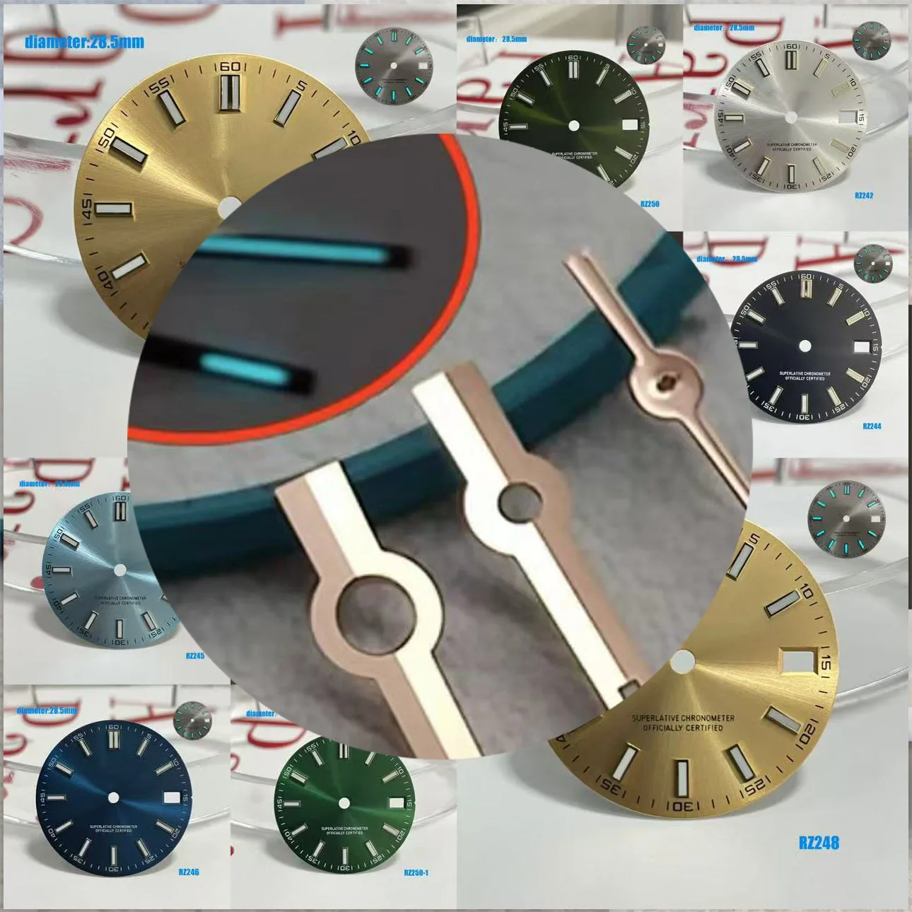 Hot sales 28.5mm S Logo date Dial Suitable For NH35 NH36 Japanese Automatic Movement blue Luminous 29mm s dial Watch Accessories