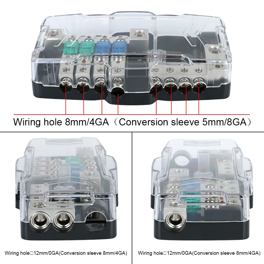 LED Car Audio Stereo Fuse Holder Distribution Fuses Box Block 12V-24V Multi-functional for Power Splitting For Car RV Camper