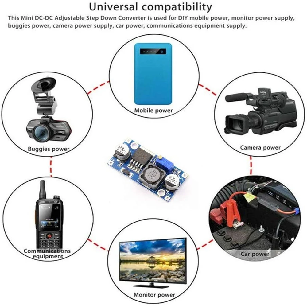 LM2596s DC-DC 스텝 다운 전원 공급 장치 모듈, 조절 가능한 스텝 다운 모듈, LM2596 전압 조정기, 24V, 12V, 5V, 3V, 3A, 2 개