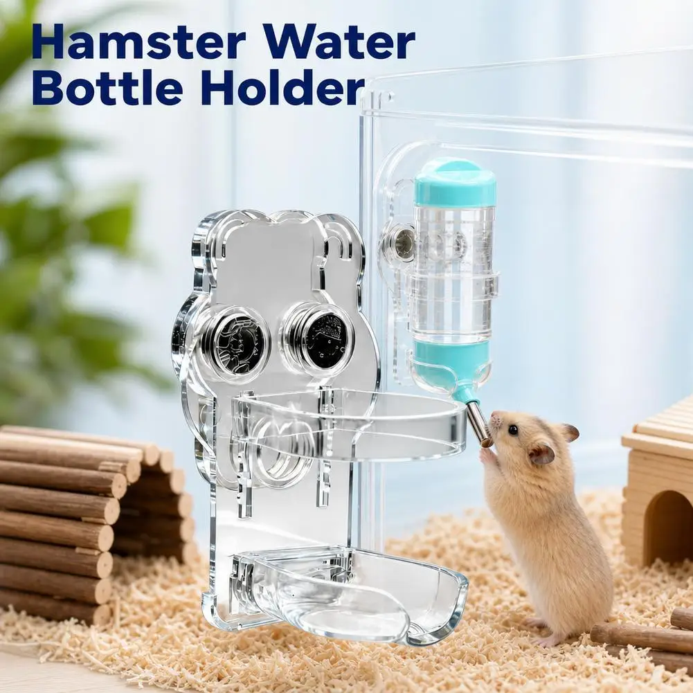 Acrylic Magnetic Water Bottle Holder Dispenser Stand For Hamster Guinea Pig