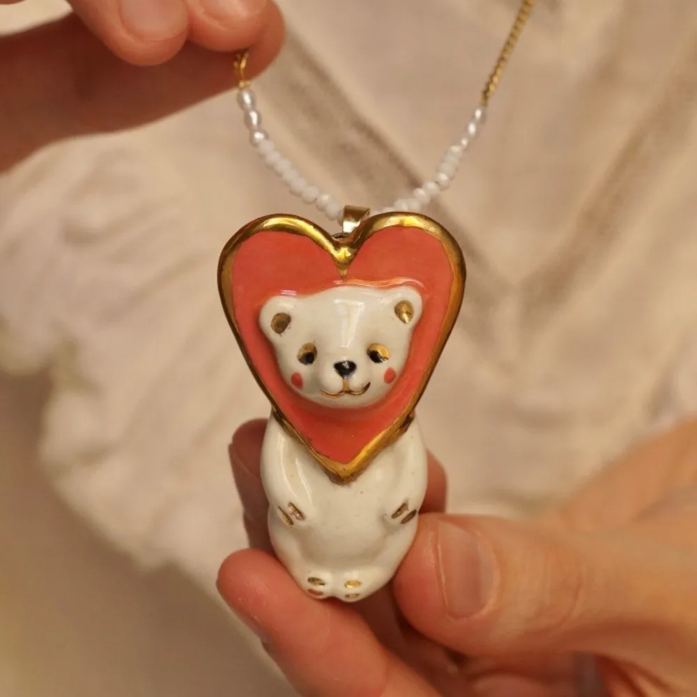 Panda Cartoon Circus Animal Sweater Chain Vintage Copper Childishness Necklace Creative Jewelry Clavicle Necklace Gift