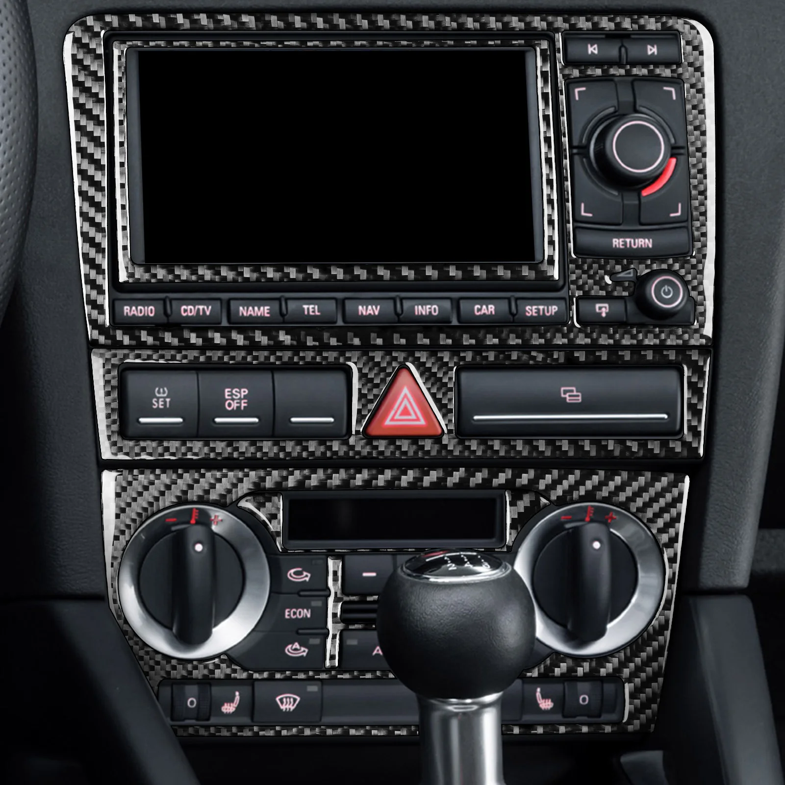 For Audi A3 S3 8P 2006-20013 Carbon Fiber Gear Shift Air Outlet Window Lift Dashboard Set Car Interior Accessories Sticker