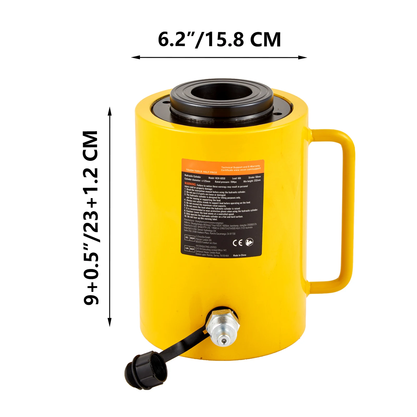 SucceBuy 60T 2 Inch Hydraulic Cylinder Jack Hollow Single Acting Hydraulic Ram Cylinder 50 mm Hydraulic Jack Lifting Cylinders