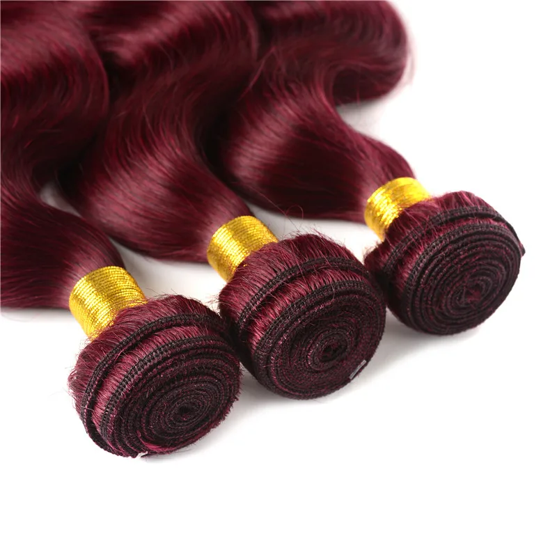 12A Grade 1/2/3PCS 99j Body Wave Human Hair Bundles 100g/PC Double Weft Hair Extensions Brazilian Virgin Hair Full End