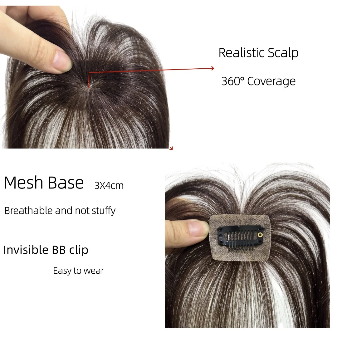 3D-Pony aus Echthaar mit vollständiger Abdeckung, Clips in Haarteilen für Frauen, dünner werdendes Haar, Fransenverlängerungen für den täglichen Gebrauch