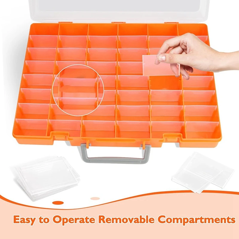 ABDJ-48 Grids Large Plastic Organizer Box With Adjustable Dividers, Beads Storage Containers Compartment Tackle Box Case