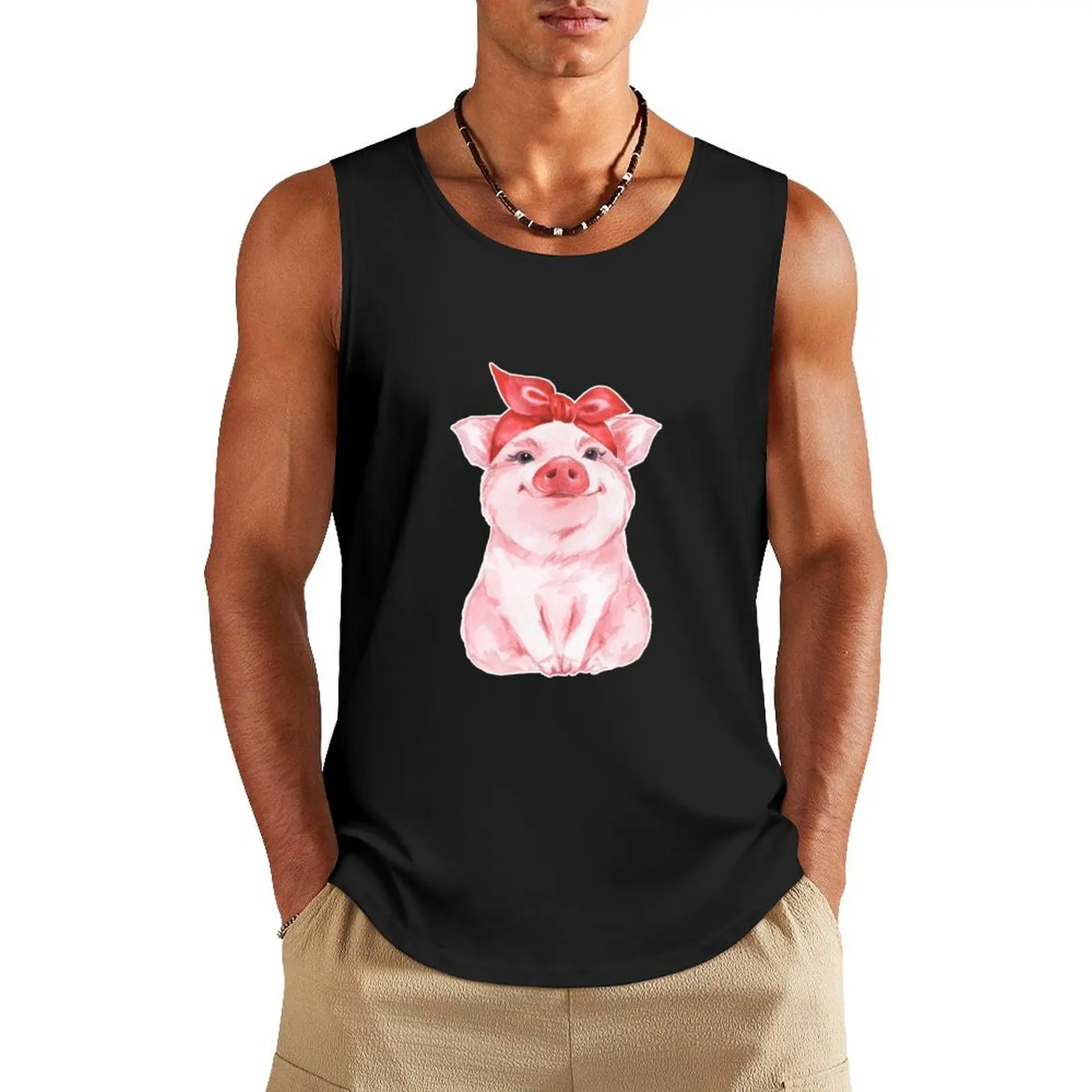 

Piggy in red Tank Top muscular man anime clothes summer clothes