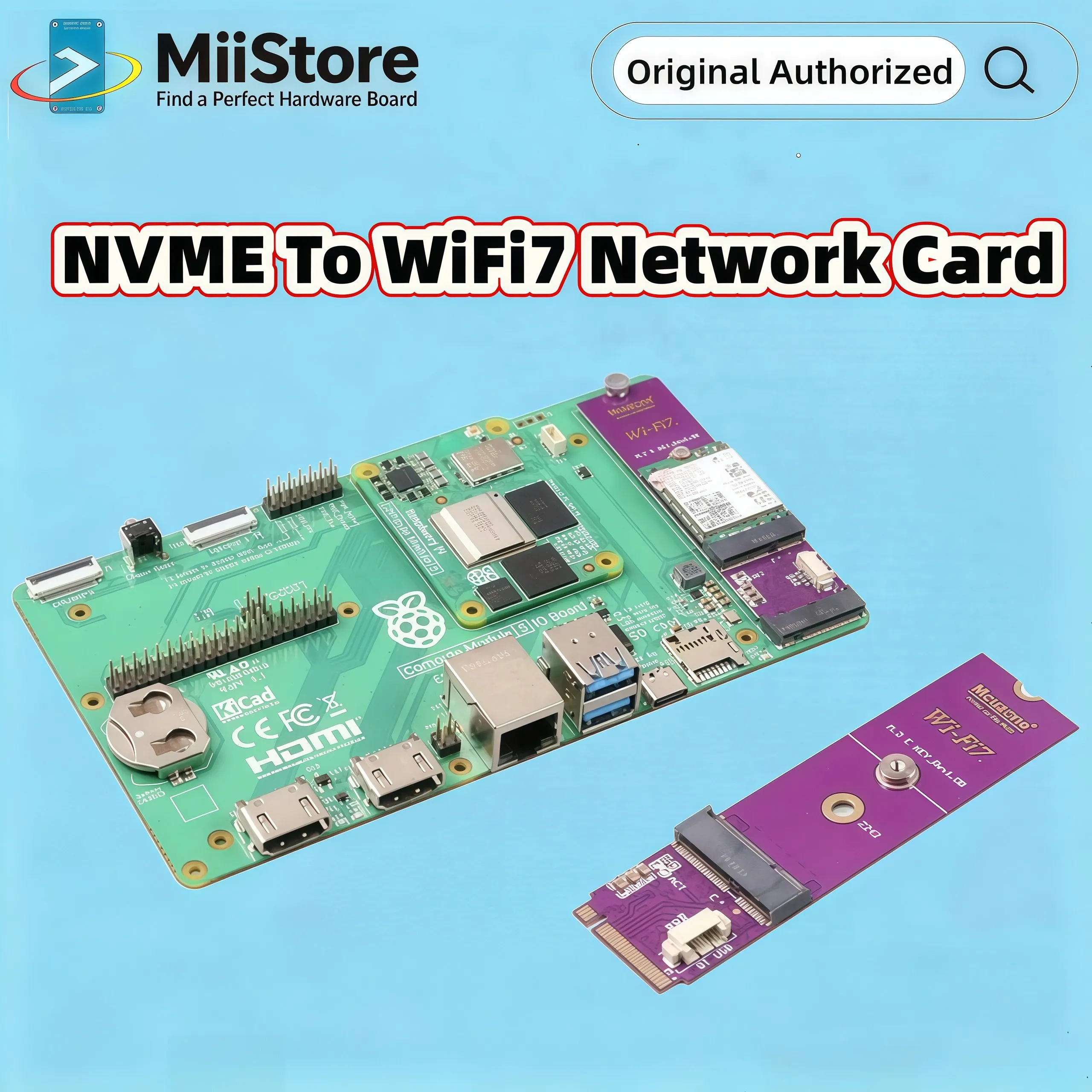 

NVME To WiFi7 Network Card,M.2 M-KEY To M.2 E-KEY,BE200,MT7925, Raspberry Pi CM5 IO
