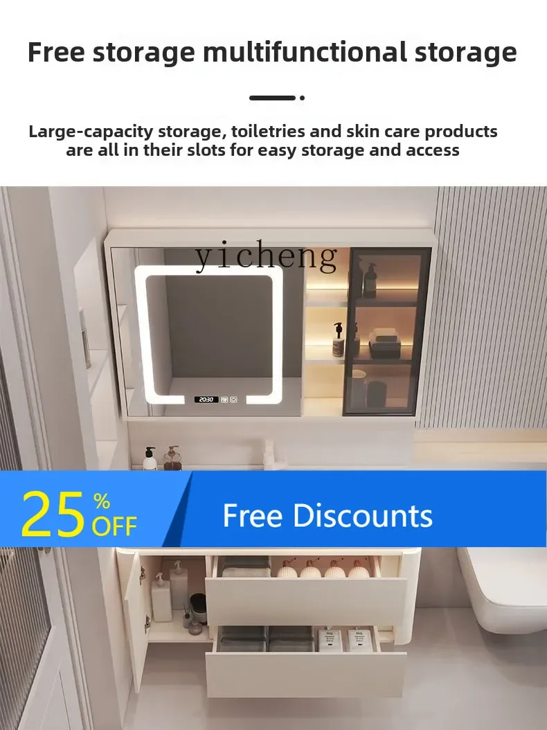ceramic integrated smart mirror bathroom cabinet combination simple hand wash basin cabinet toilet washstand bathroom
