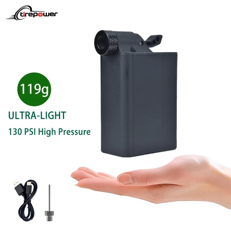 

Tirepower 130PSI Mini Pocket Portable Electric Pump For Bicycle Tire Presta Schrader Valve Bike Accessories Type-C Fast Charging