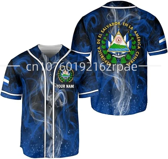 Free Customization of El Salvador Baseball Jersey New 3D Printed Men\'s and Women\'s Casual Fashion Street Short Sleeved Shirts