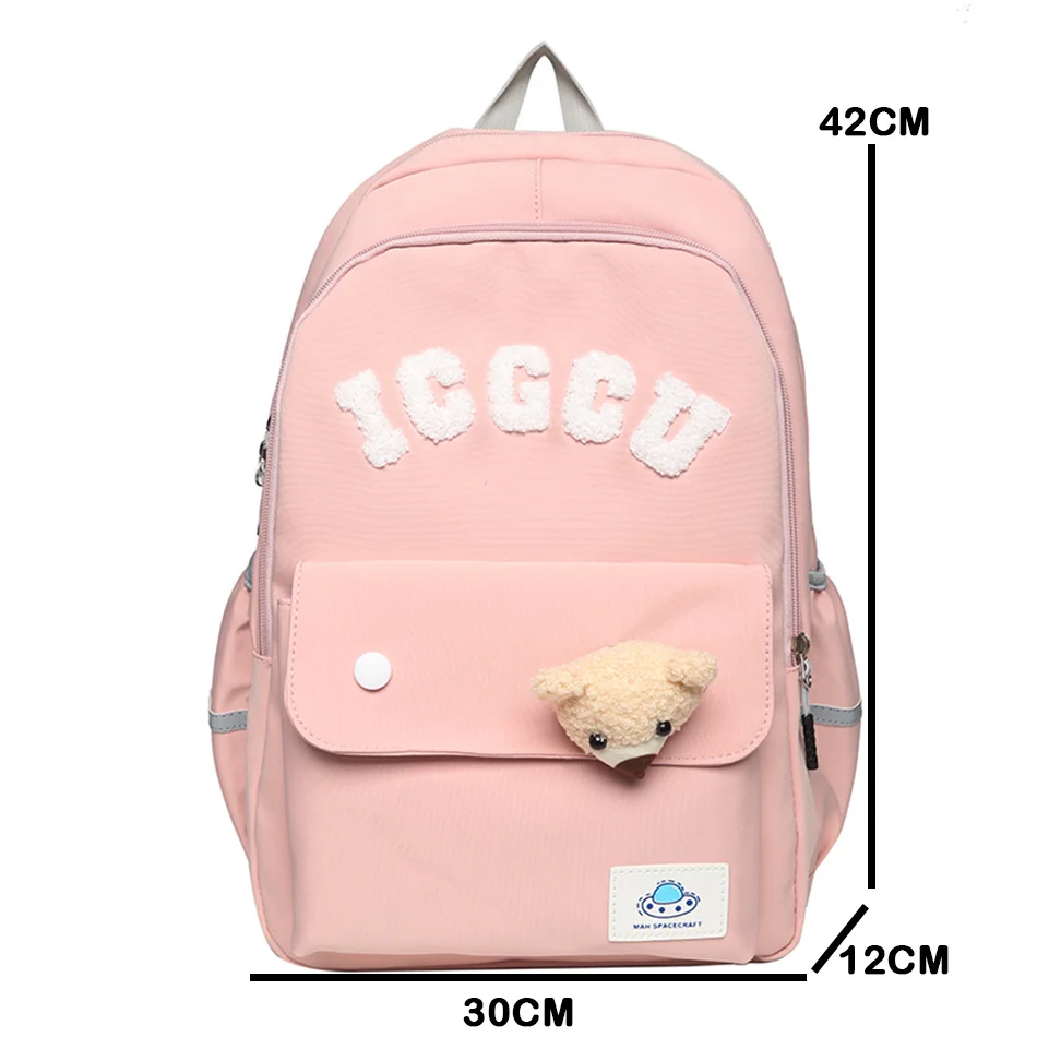 Kawaii Nylon Backpack Purses Women Bagpack 2024 Cute Student School Book Bags for Teenager Girls Large Outdoor Travel Rucksack