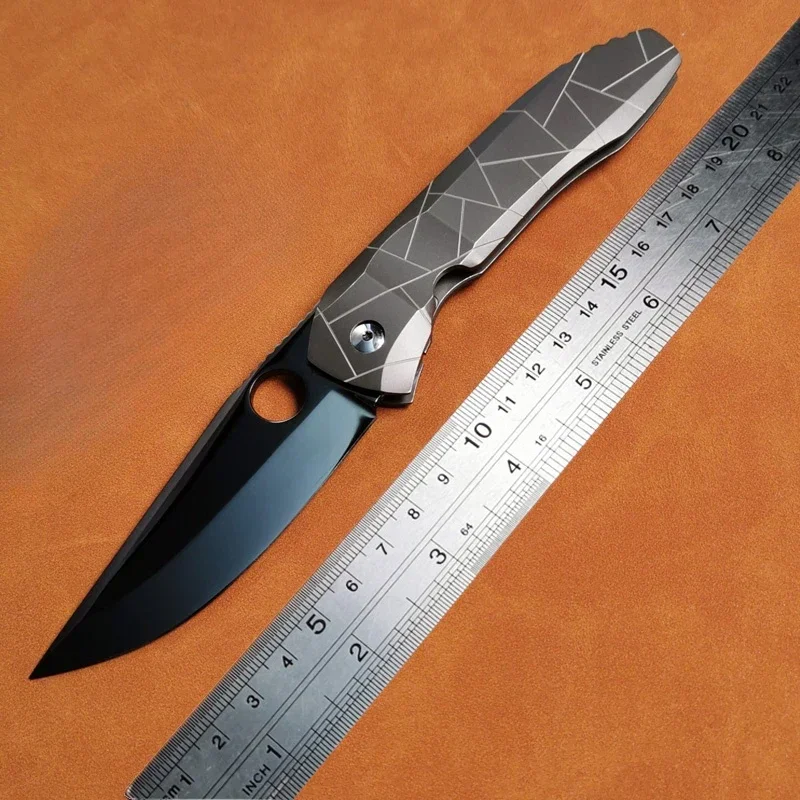 EDC Folding Knife high end collection Tactical Knife Compact Titanium Handle Advanced Powder Steel DLC Mirror Finish