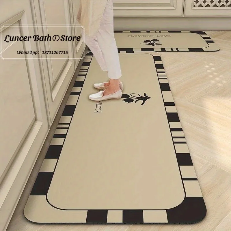 Nordic kitchen floor mat, water-absorbing and oil-absorbing diatom mud floor mat, wipe-in carpet