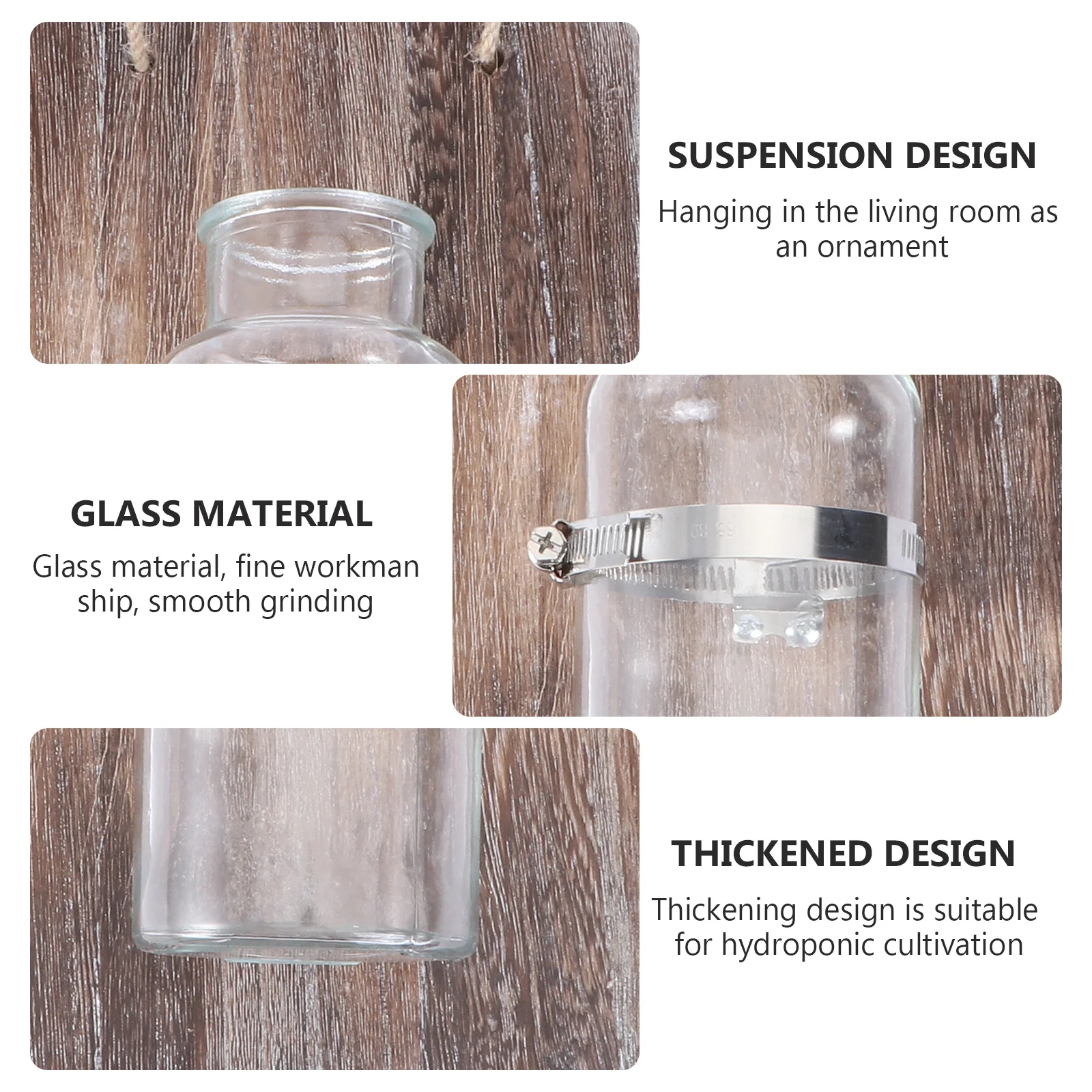 

Wall Vase Handcrafted Hanging White Glass Wood Decor Hydroponic Plant Holder Creative Flower Container Home Decoration