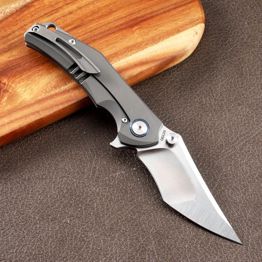 M390 Steel Blade Folding Knife Titanium Alloy Handle Ball Bearing Outdoor Camping Fishing Hunting Knife EDC Defense Tool