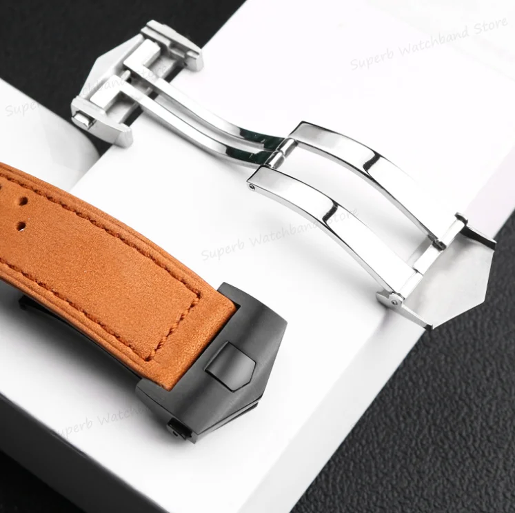 20 22 24mm Cowhide Leather Bracelet for TAG HEUER CARRERA Monaco Series Frosted Genuine Leather Watchband Wristbelt Brown Band