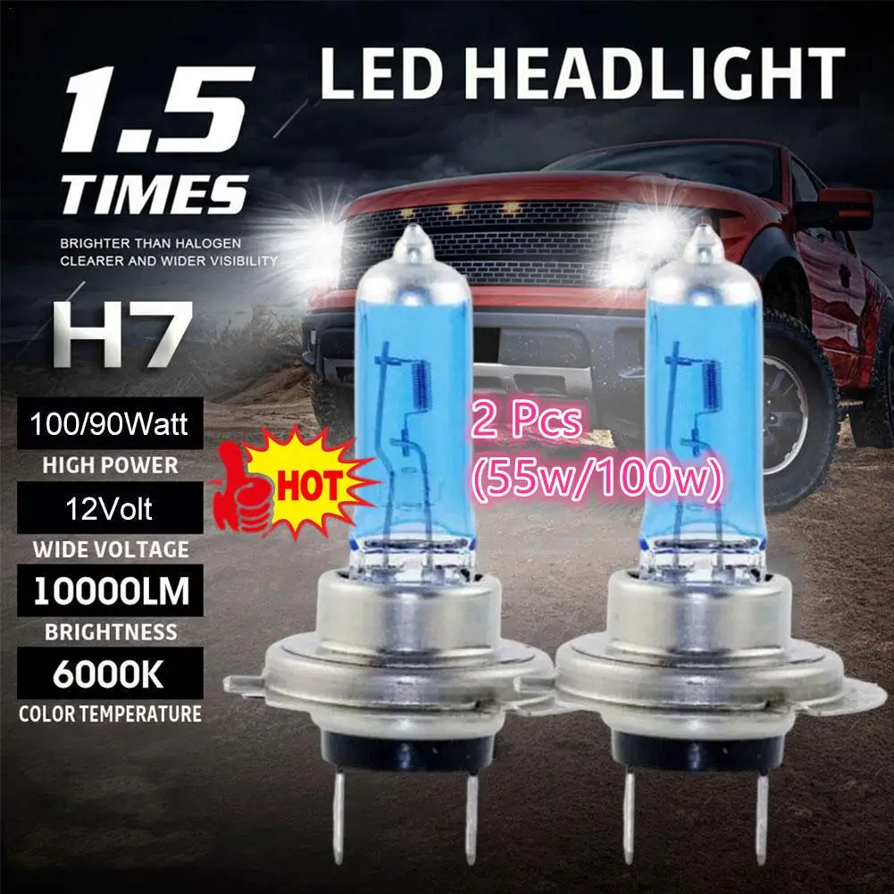 

2PCS H7 100W 55W 12V 6000K Halogen Car Light Source Bulbs Headlights Auto Lamp Parking Fog Lights H7 LED Bulbs Headlight Lamp