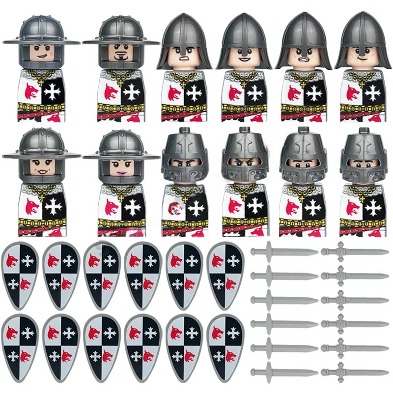 Mittelalterliche Europa-Militärfiguren Bausteine Römische Krieger Soldaten Burg Ritter Königliche Garde König Skelett Legion Bausteine – Detail 24