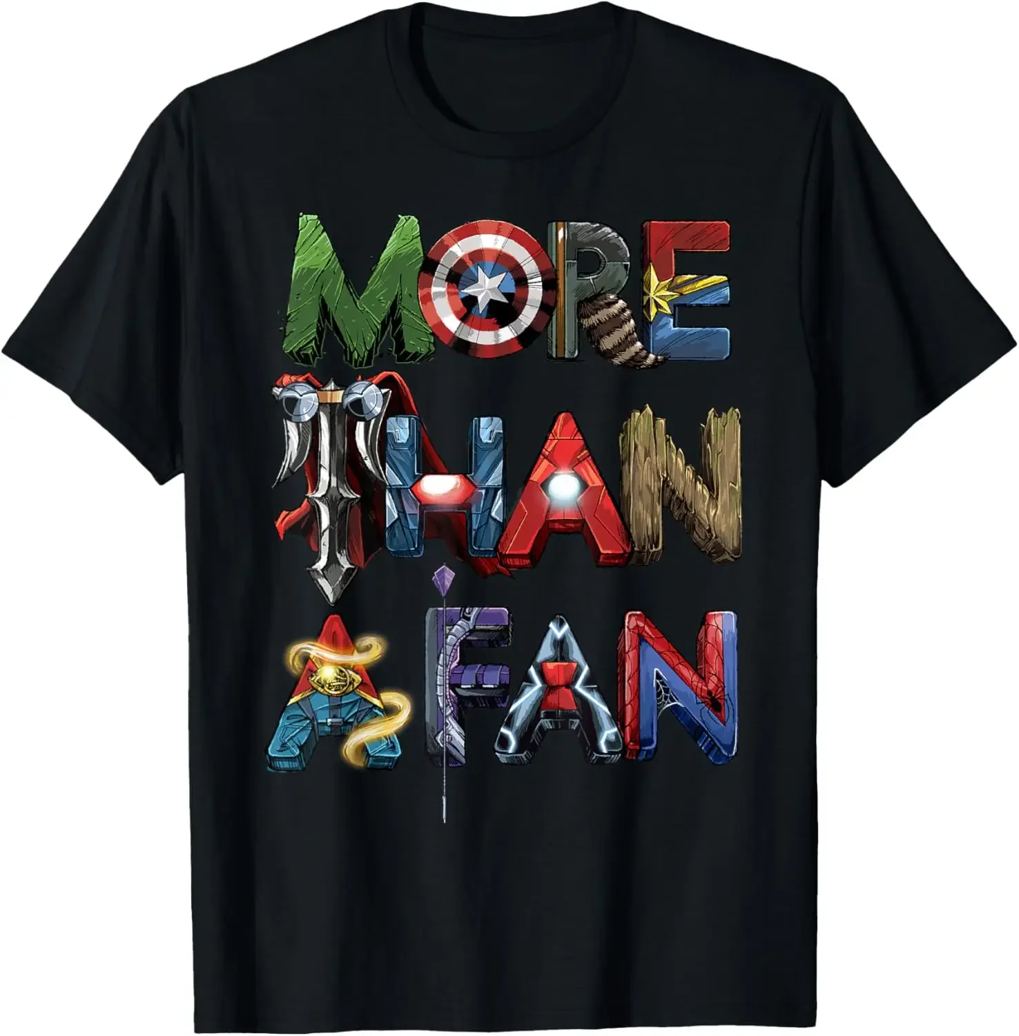 Marvel Avengers More Than A Fan Word Stack T-Shirt