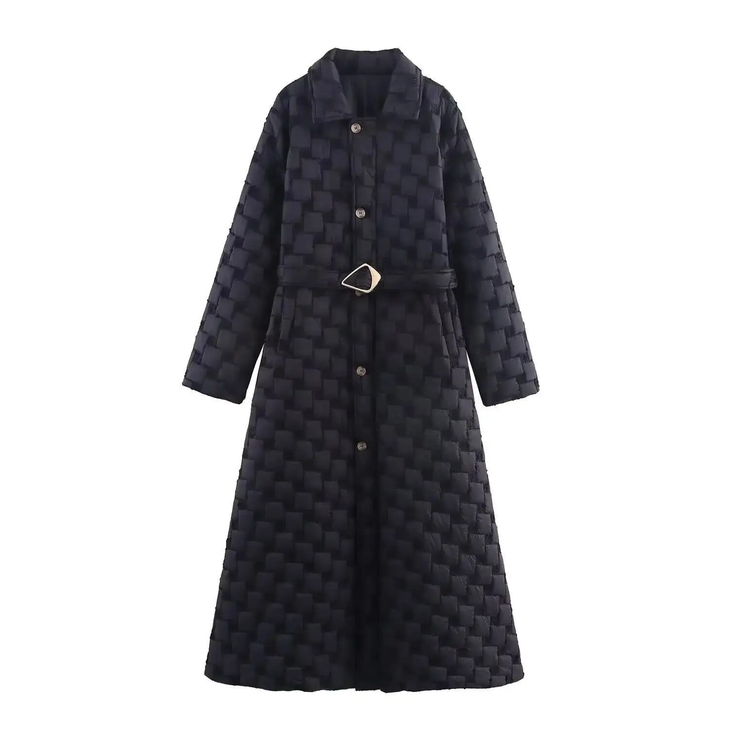 

European American 2025 Autumn And Winter New Style Temperament High-End Sense With Belt Long Cotton Coat