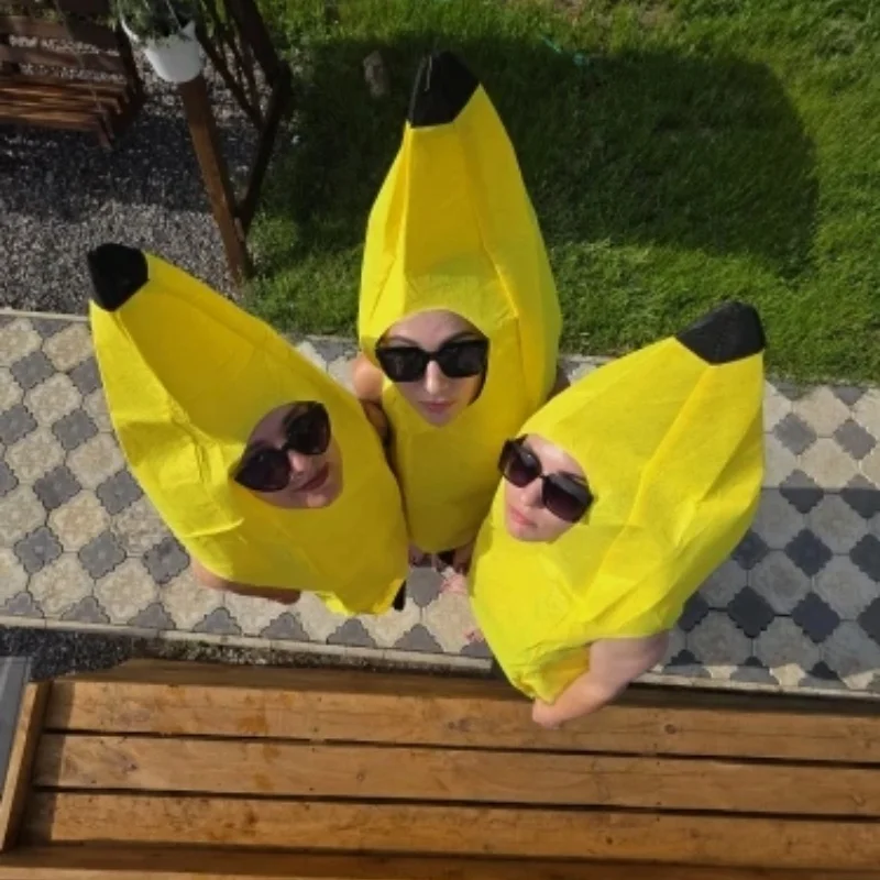 Kostum Pertunjukan Dewasa Anak-anak Jumpsuit Kostum Buah dan Pisang Pertunjukan Pesta Karnaval Pakaian Panggung Lucu