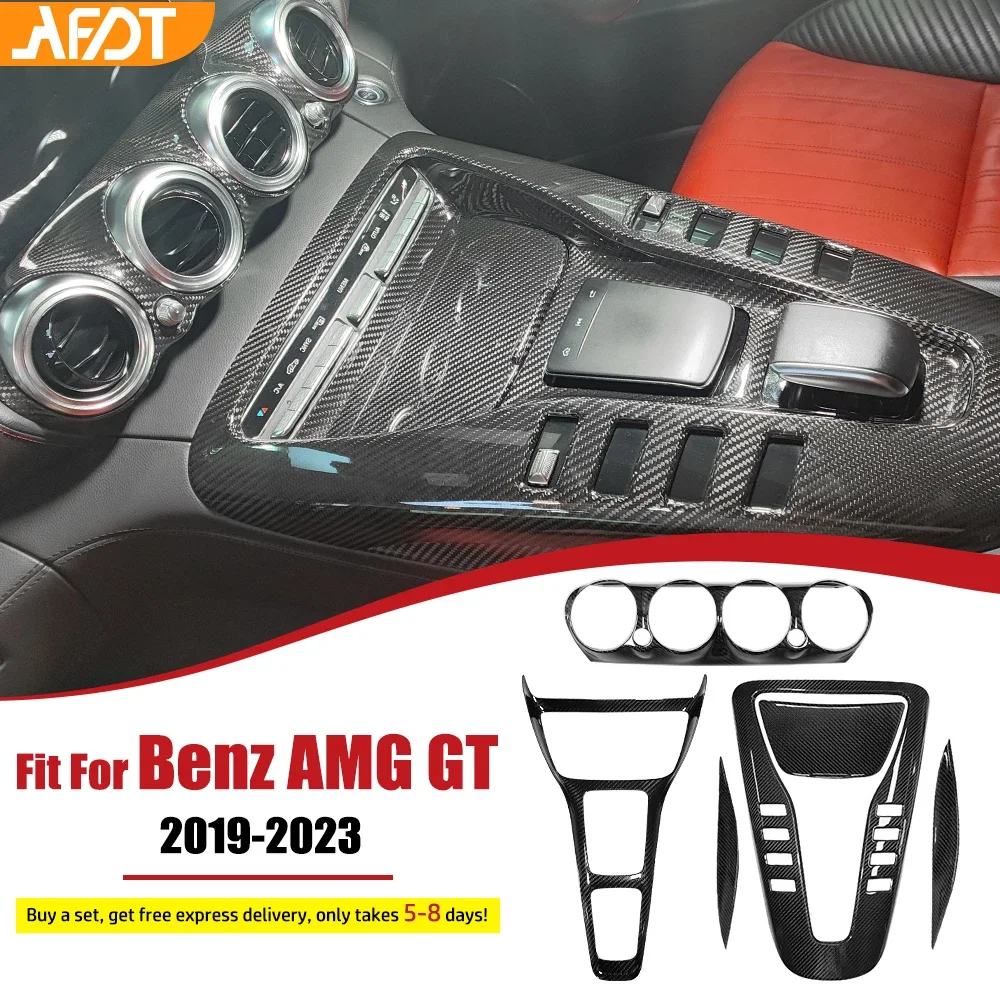 AFDT For Mercedes Benz AMGGT Interior Carbon Fiber Dashboard Center Console Panel Trim Accessories GTS GTR C190 R190 2019-2023