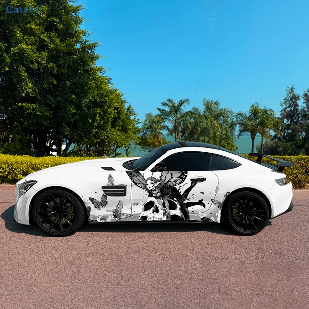 

Dark Elf Skeleton Butterfly Car Side Sticker Decor,PVC Waterproof Scratch Resistant Decal,Car Protection,Auto Accessories Gift
