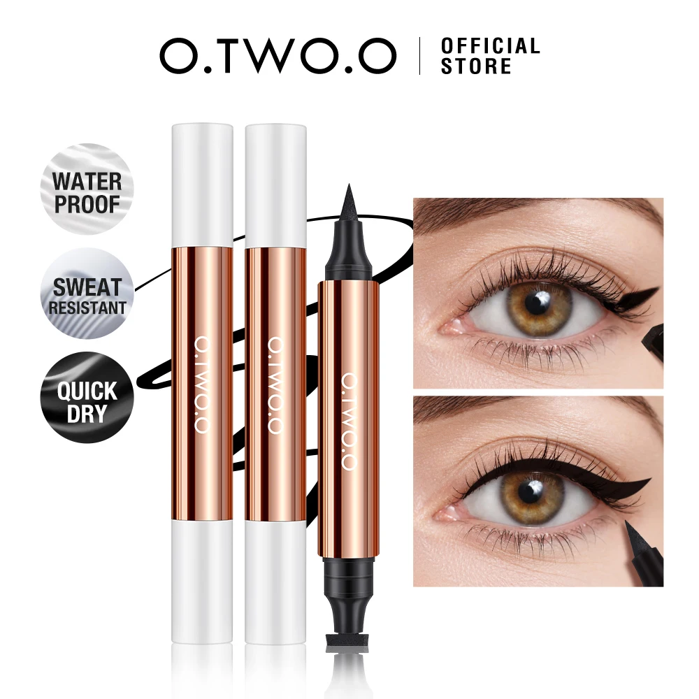 O.TWO.O Black Eye Liner Stamp Eyeliner Pencil Waterproof Smudge-proof Liquid Eyeliner Easy Cat Eye Stencil Makeup Tool for Eyes