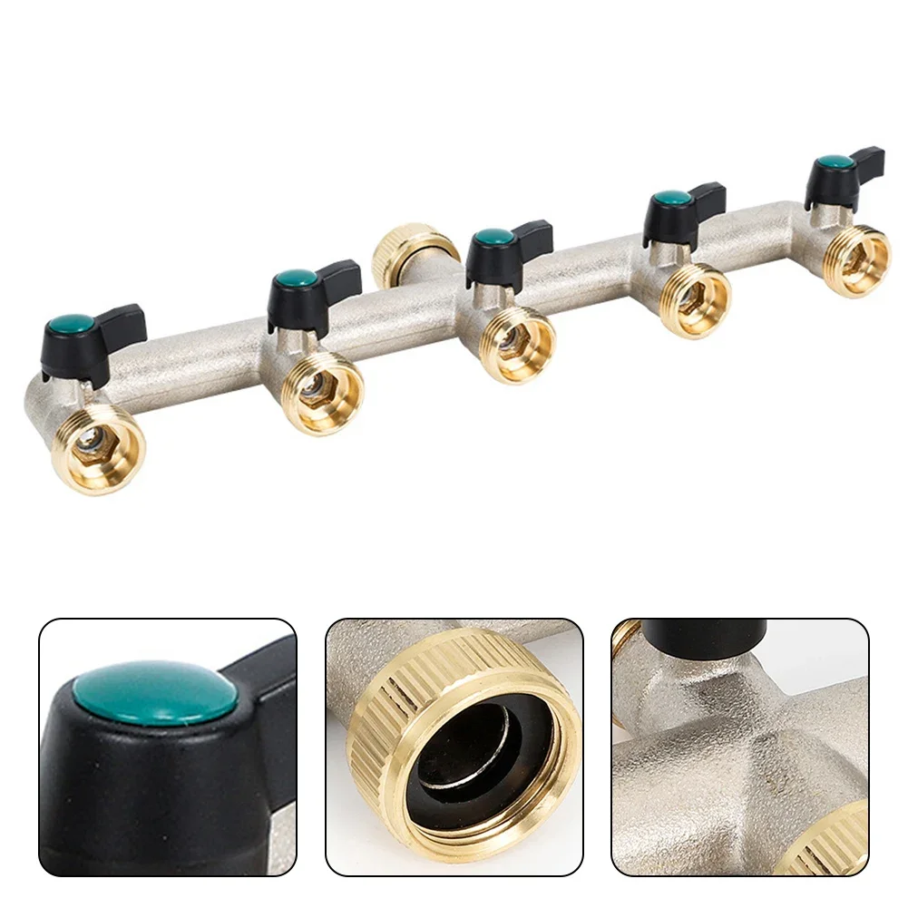 

1x 5-way Brass Garden Hose Divider 3/4 Inch Water Distributor For High Water Pressure Connectors Garden Irrigation Tool Parts