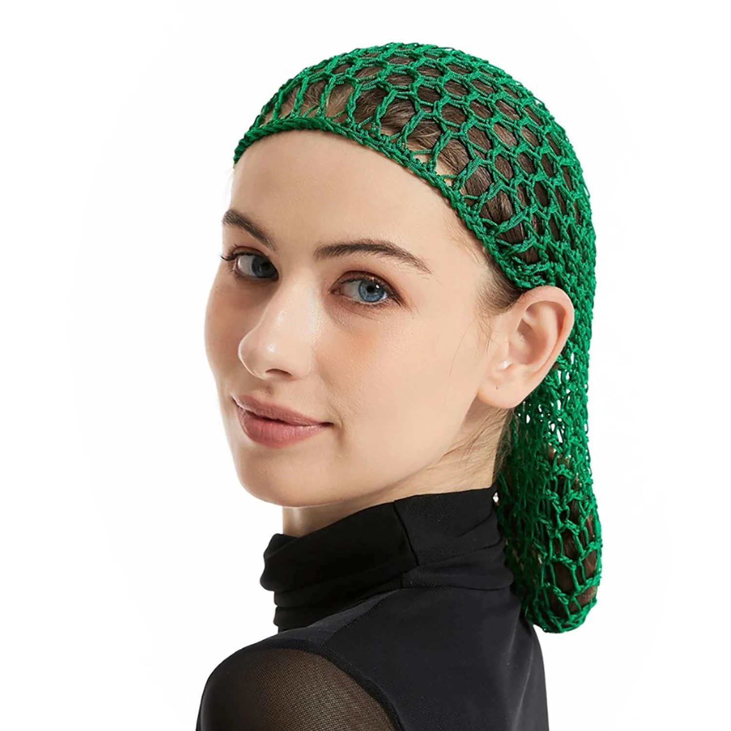 2Pcs Wide Band Mesh Snood Hair Net Headbands Lady Turban Hair Accessories Women Soft Crochet Hairnet Oversize Knit Hat Cap