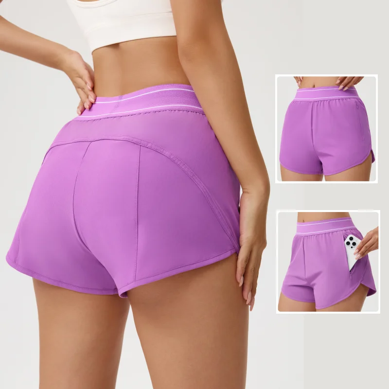 Yoga Shorts, Outdoor Quick Drying Vacation, Two-Piece Sports Shorts, Summer Casual Thin Running Shorts for Women