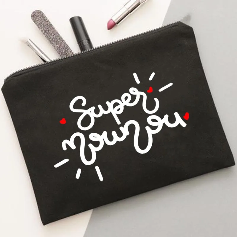 Super nounou-bolsas de maquillaje estampadas para chica, estuche de viaje femenino, organizador de belleza, bolsa de almacenamiento de artículos de tocador, los mejores regalos