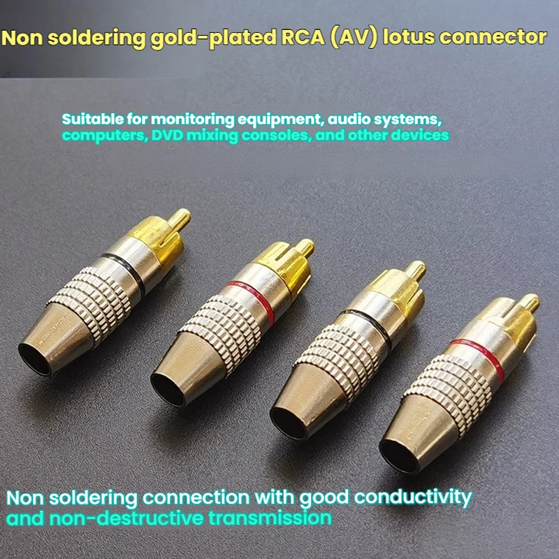 

Solderless Gold RCA Plugs - Metal AV CCTV IP Camera Security Coaxial Cable Solderness Convertor
