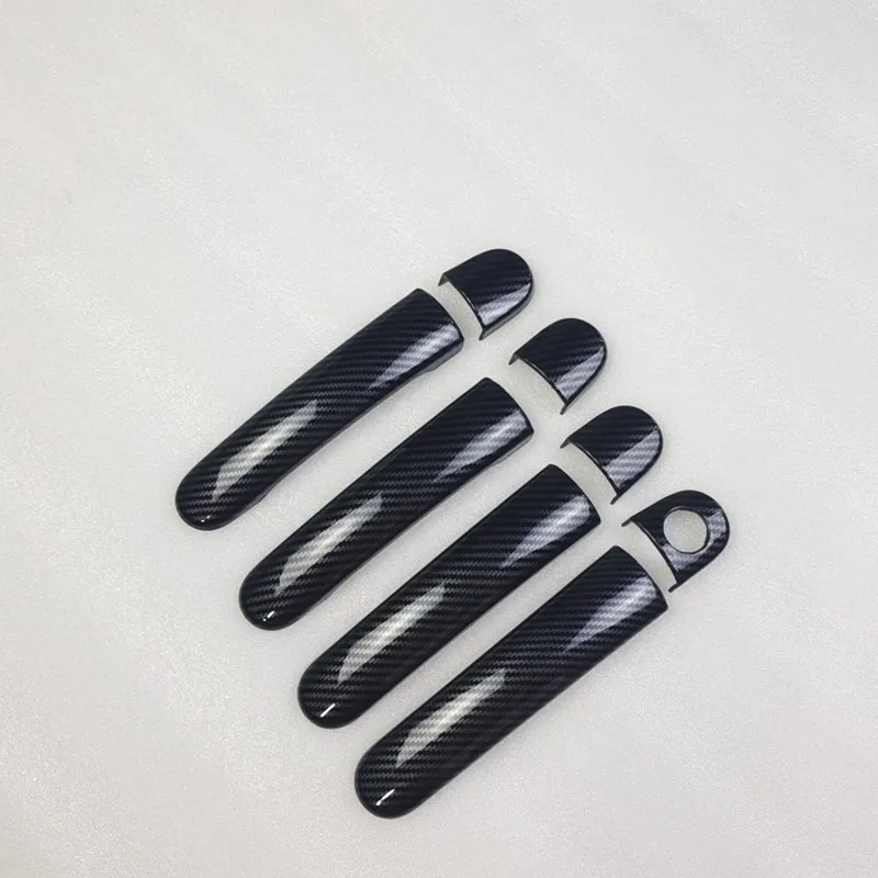 For VW Passat B5 Golf Mk4 Polo Jetta Skoda carbon Door Handle Cover Catch Trim Molding Bezel Cap Garnish Decoration Accessories