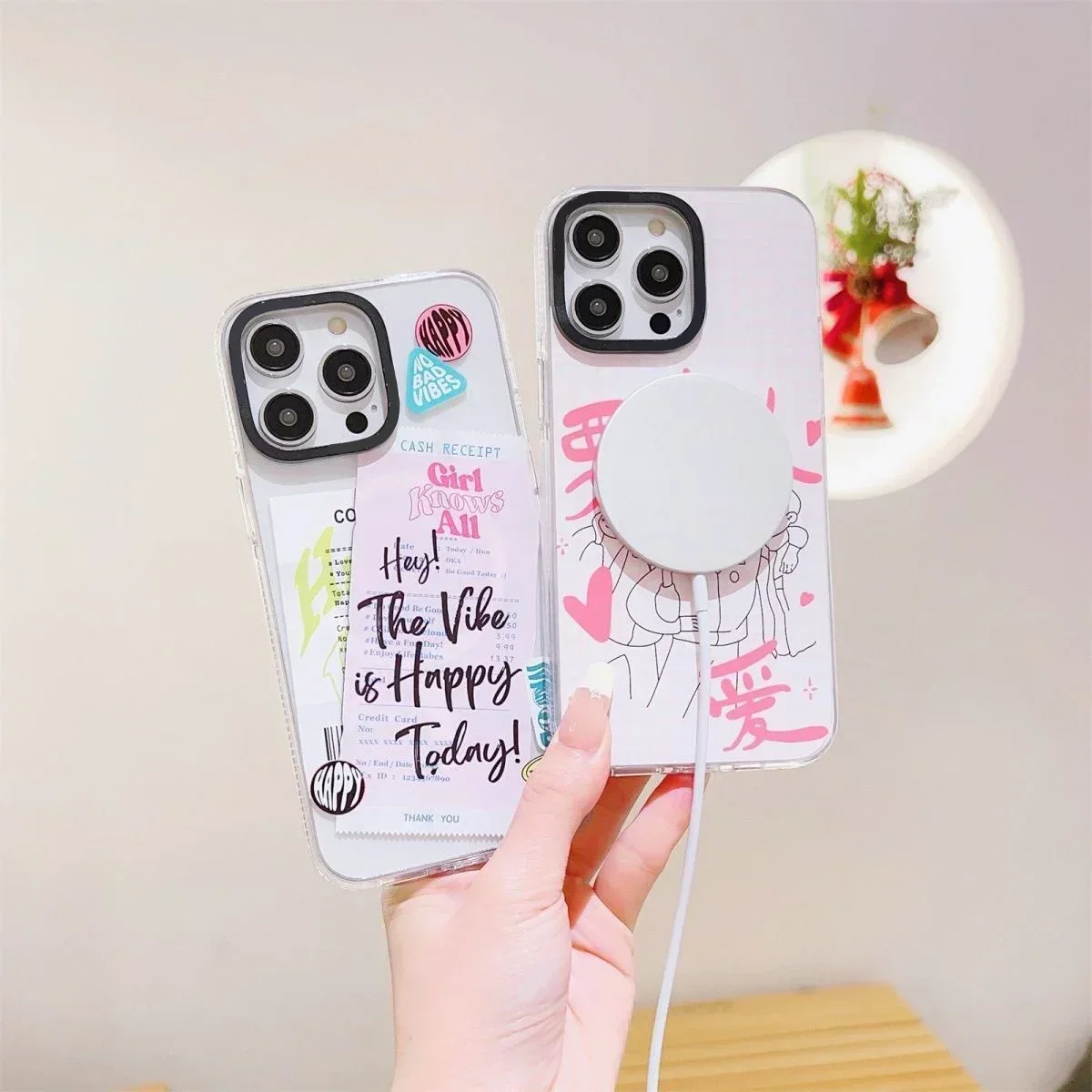 MagSafe Transparent Border Note Paper Phone Case Cover for iPhone 11 12 13 14 15 16 Pro Max Case for iPhone 16 ProMax