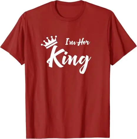Ich bin ihr König Lustiges T-Shirt für Freund und Freundin Y2k Personalisiertes T-Shirt mit der Aufschrift „Ich bin seine Königin“ Geschenk für Frau, Mann, Jahrestag Kleidung – Detail 9