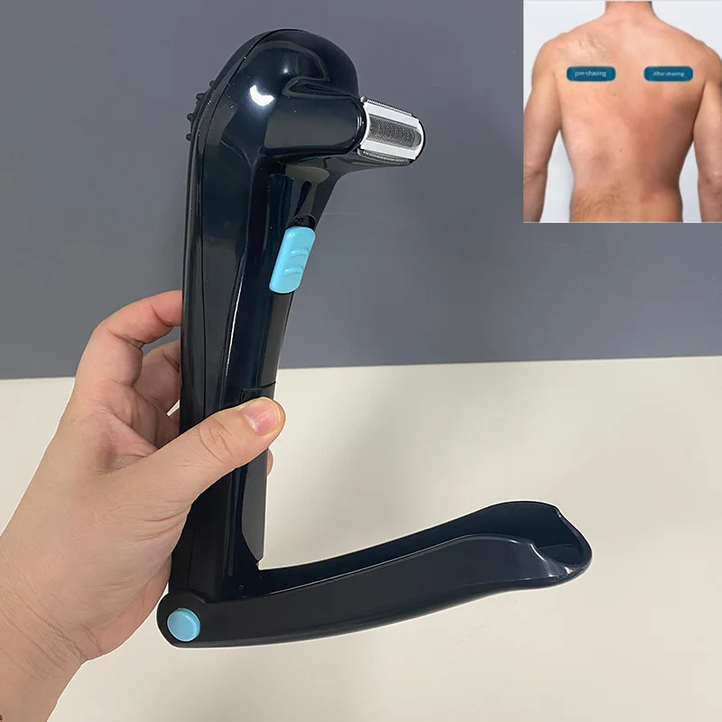 Men's portable back shaving razor, body shaving trimmer, foldable long handle, extendable beauty salon hair removal machine