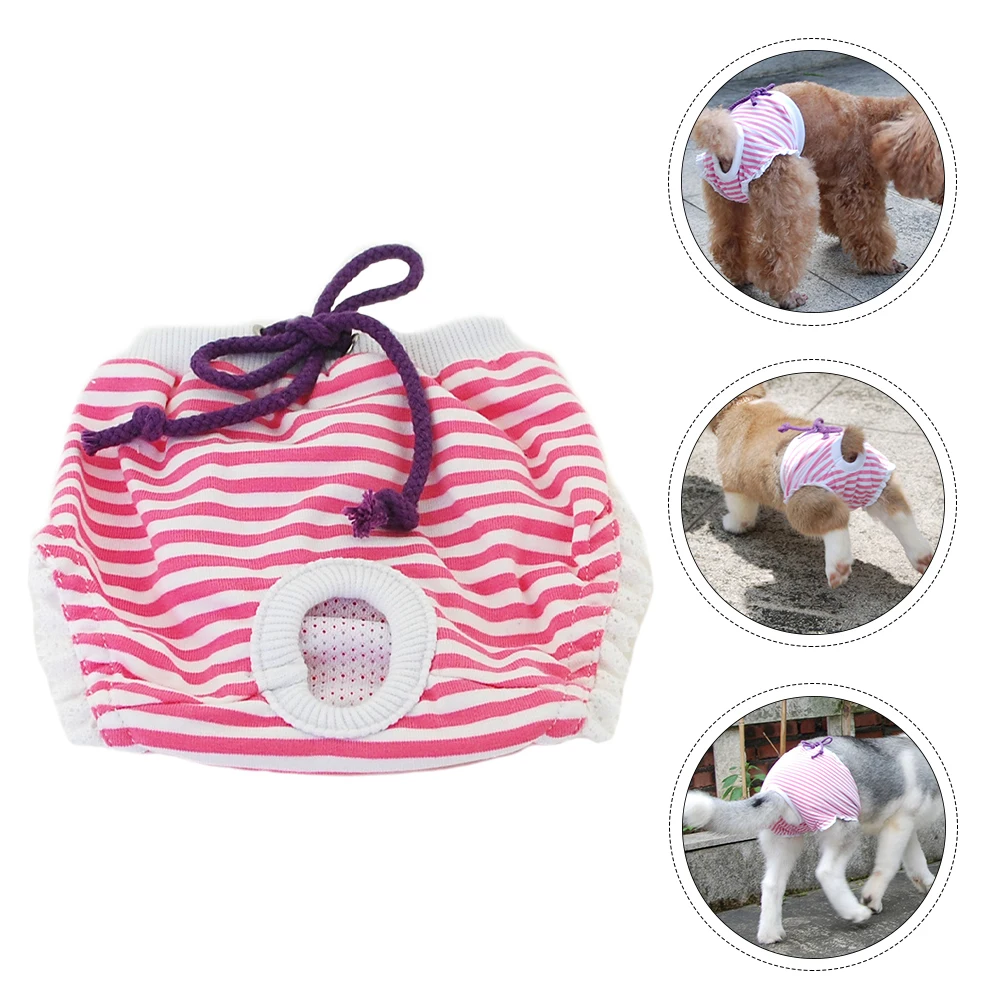 

Premium Cotton Diapers Female Washable Adjustable Stripe Period Pant Puppy Diaper For Small Medium Large Size Comfortable