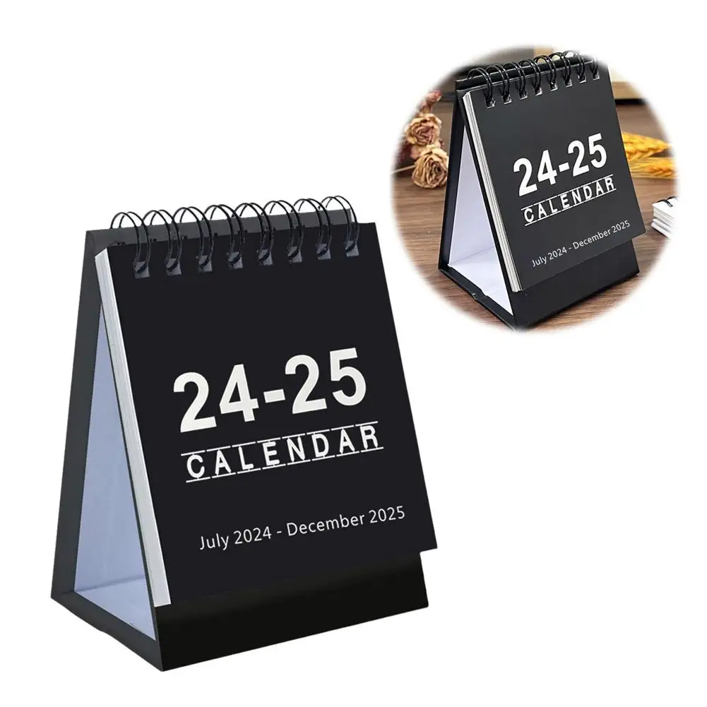 2024-2025 Retro Simple Solid Color Desk Calendar Desktop Daily Organizer Calendar Paper Mini Agenda Stand Table Planner Yea O1N6