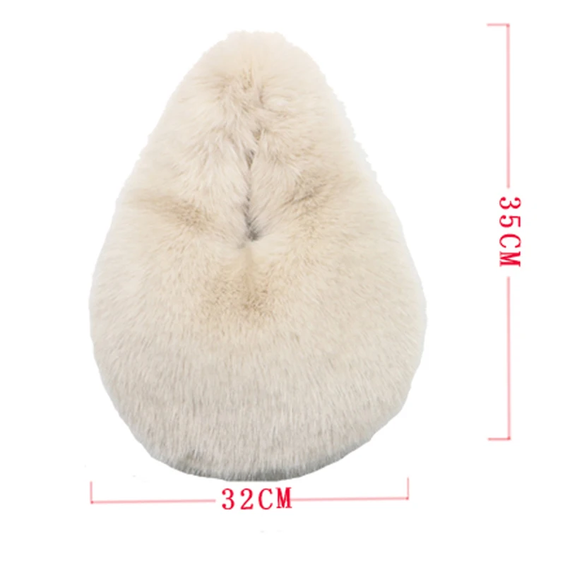 Fashion Soft Plush Half Moon Bags for Women Designer Fluffy Faux Fur Lady Handbags Luxury Small Tote Female Winter Purses 2023