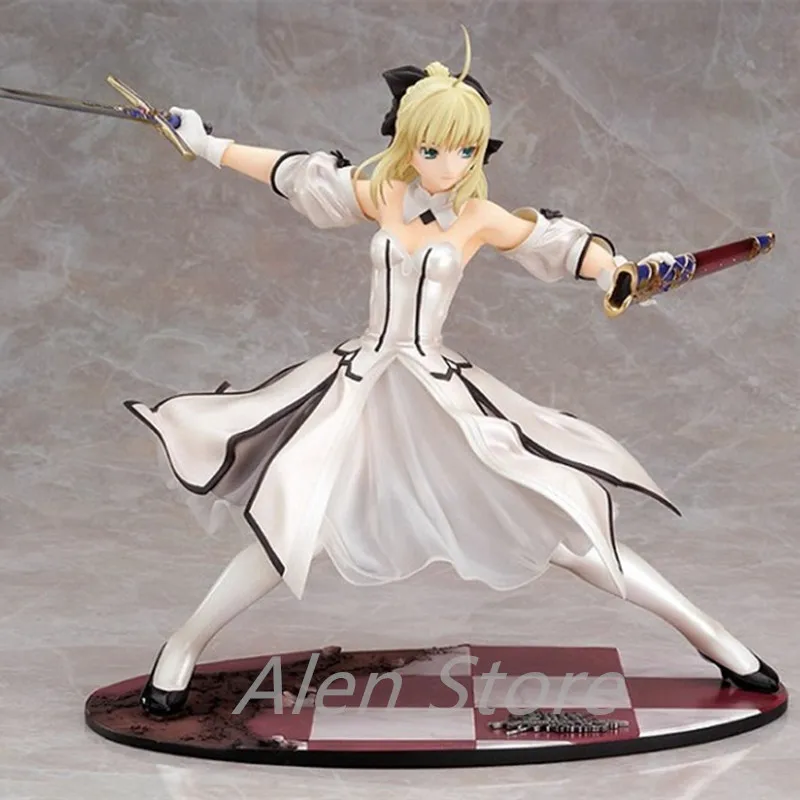 Fate Stay Night White 21cm Japanese Anime Figure Saber Lily The Sword of Gold Victory PVC Action Figure Model Dolls Toys