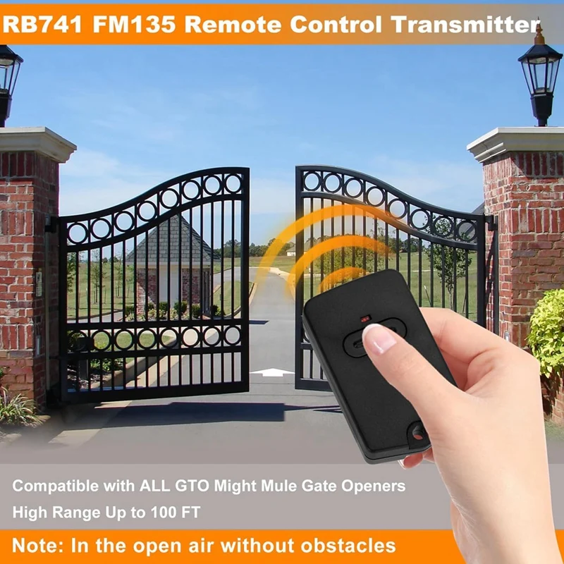 ABUO 3 Pack RB741 FM135 Gate Opener Remote for Mighty Mule GTO Garage Door Entry Controller Single Button Black