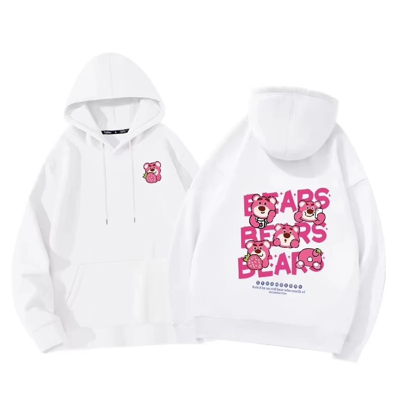 Disney Strawberry Bear New Lotso Print Couple Hoodie Women's Hoodie Fall/Winter Thin Cartoon Style Women's Hoodie Jacket