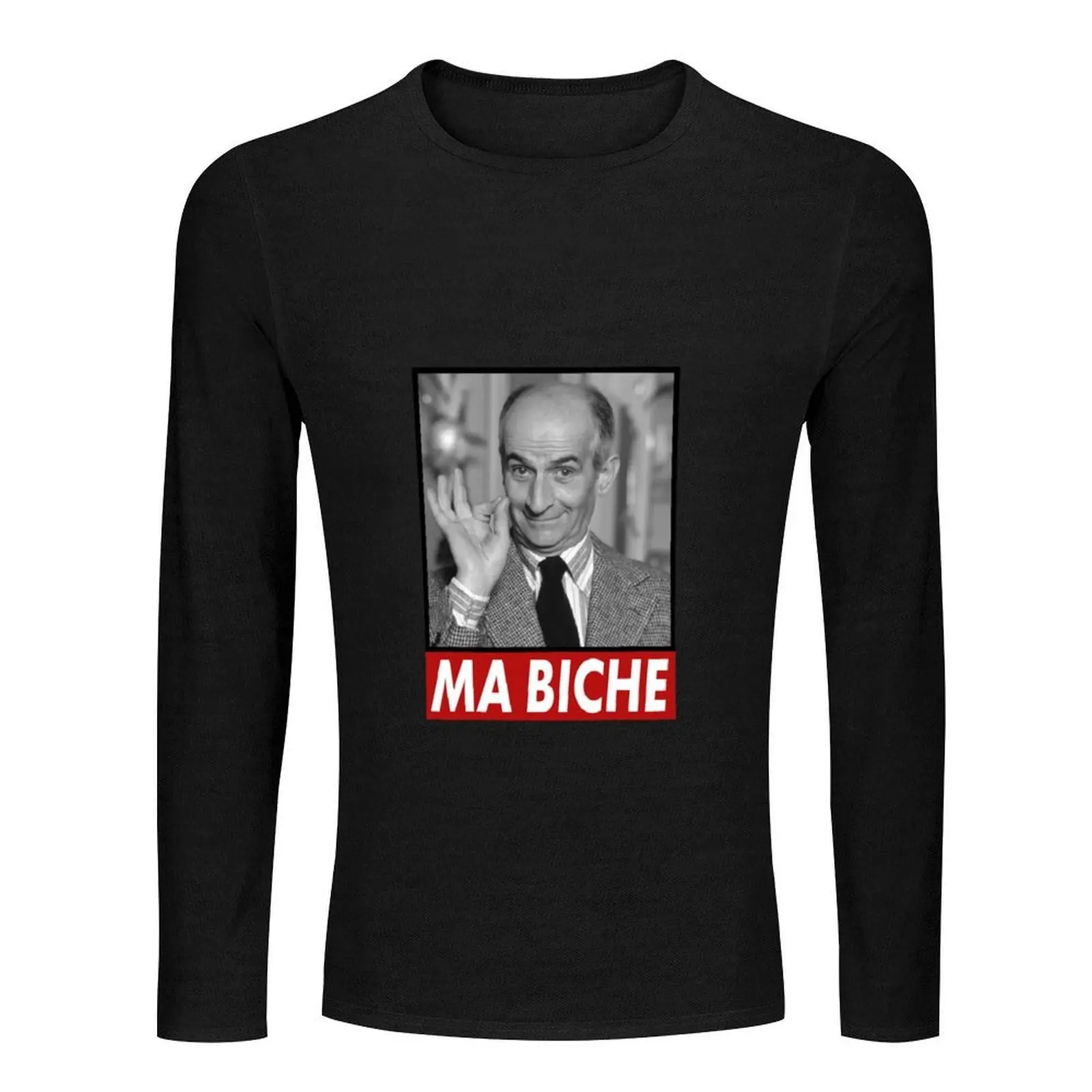تي شيرت طويل بتصميم Louis de Funes Ma Biche تي شيرت جرافيك تي شيرت رجالي قميص عرق ملابس جمالية للرجال تي شيرت