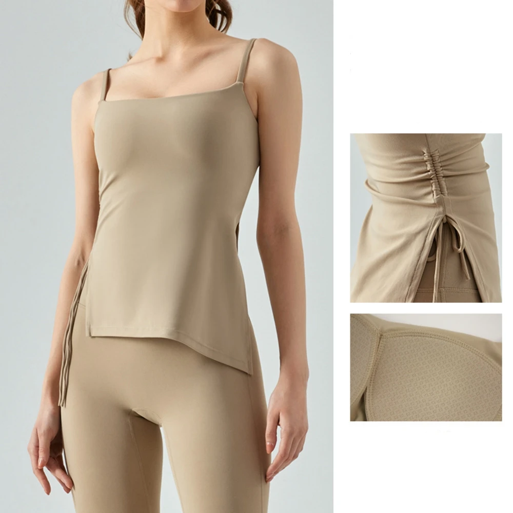 

Эмили спортивная одежда телесного цвета на ощупь костюм для йоги со шнуровкой плиссированный топ для йоги для женщин фиксированная нагрудная подкладка