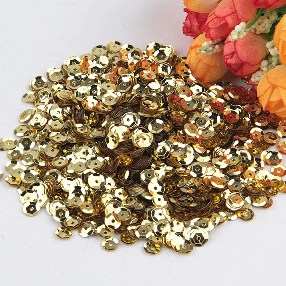 Gold Sequin 3mm 4mm 5mm 6mm Flat Cup Round Loose Sequins for Crafts Sewing Decoration DIY Accessory Lentejuelas Para Coser